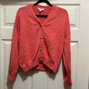 Women's Coral Button-Up Sweater